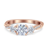 Infinity Round Three Stone Ring Cubic Zirconia 925 Sterling Silver