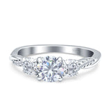Infinity Round Three Stone Ring Cubic Zirconia 925 Sterling Silver
