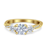 Infinity Round Three Stone Ring Cubic Zirconia 925 Sterling Silver