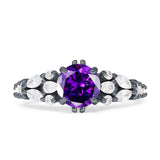 Vintage Style Round Engagement Ring Cubic Zirconia 925 Sterling Silver