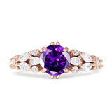 Vintage Style Round Engagement Ring Cubic Zirconia 925 Sterling Silver