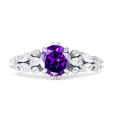 Vintage Style Round Engagement Ring Cubic Zirconia 925 Sterling Silver