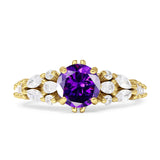 Vintage Style Round Engagement Ring Cubic Zirconia 925 Sterling Silver