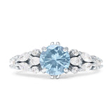 Vintage Style Round Engagement Ring Cubic Zirconia 925 Sterling Silver