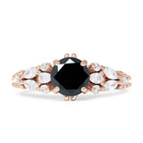 Vintage Style Round Engagement Ring Cubic Zirconia 925 Sterling Silver