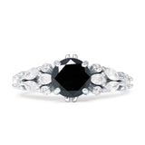 Vintage Style Round Engagement Ring Cubic Zirconia 925 Sterling Silver