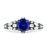Vintage Style Round Engagement Ring Cubic Zirconia 925 Sterling Silver