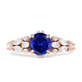 Vintage Style Round Engagement Ring Cubic Zirconia 925 Sterling Silver