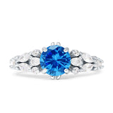Vintage Style Round Engagement Ring Cubic Zirconia 925 Sterling Silver