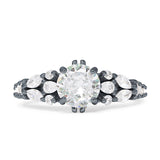 Vintage Style Round Engagement Ring Cubic Zirconia 925 Sterling Silver