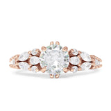 Vintage Style Round Engagement Ring Cubic Zirconia 925 Sterling Silver