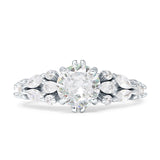 Vintage Style Round Engagement Ring Cubic Zirconia 925 Sterling Silver