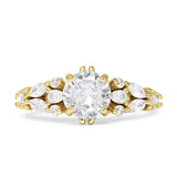 Vintage Style Round Engagement Ring Cubic Zirconia 925 Sterling Silver