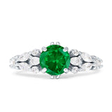 Vintage Style Round Engagement Ring Cubic Zirconia 925 Sterling Silver