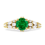 Vintage Style Round Engagement Ring Cubic Zirconia 925 Sterling Silver
