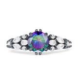 Vintage Style Round Engagement Ring Cubic Zirconia 925 Sterling Silver