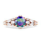 Vintage Style Round Engagement Ring Cubic Zirconia 925 Sterling Silver