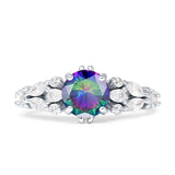 Vintage Style Round Engagement Ring Cubic Zirconia 925 Sterling Silver
