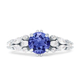 Vintage Style Round Engagement Ring Cubic Zirconia 925 Sterling Silver