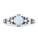 Vintage Style Round Engagement Ring Cubic Zirconia 925 Sterling Silver