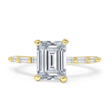 Art Deco Emerald Cut Solitaire Cubic Zirconia Wedding Ring 925 Sterling Silver