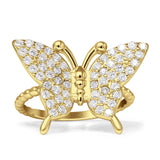Beaded Band Milgrain Butterfly Finger Ring Cubic Zirconia 925 Sterling Silver