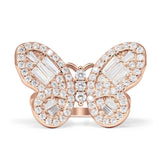 Butterfly Cluster Ring Sparkling Crystal Baguette Cubic Zirconia 925 Sterling Silver