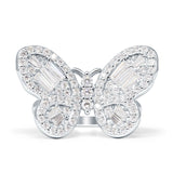 Butterfly Cluster Ring Sparkling Crystal Baguette Cubic Zirconia 925 Sterling Silver