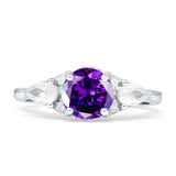 Three Stone Round Pear Teardrop Cubic Zirconia Trilogy Engagement Ring 925 Sterling Silver