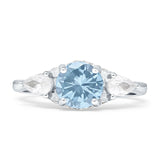 Three Stone Round Pear Teardrop Cubic Zirconia Trilogy Engagement Ring 925 Sterling Silver