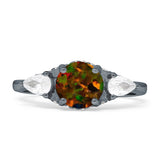 Three Stone Round Pear Teardrop Cubic Zirconia Trilogy Engagement Ring 925 Sterling Silver