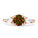 Three Stone Round Pear Teardrop Cubic Zirconia Trilogy Engagement Ring 925 Sterling Silver