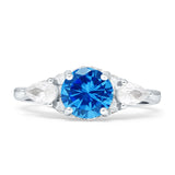 Three Stone Round Pear Teardrop Cubic Zirconia Trilogy Engagement Ring 925 Sterling Silver