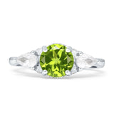 Three Stone Round Pear Teardrop Cubic Zirconia Trilogy Engagement Ring 925 Sterling Silver