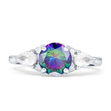 Three Stone Round Pear Teardrop Cubic Zirconia Trilogy Engagement Ring 925 Sterling Silver
