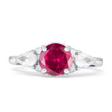 Three Stone Round Pear Teardrop Cubic Zirconia Trilogy Engagement Ring 925 Sterling Silver