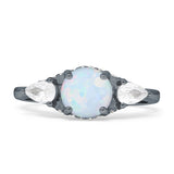 Three Stone Round Pear Teardrop Cubic Zirconia Trilogy Engagement Ring 925 Sterling Silver