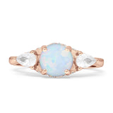 Three Stone Round Pear Teardrop Cubic Zirconia Trilogy Engagement Ring 925 Sterling Silver