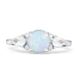 Three Stone Round Pear Teardrop Cubic Zirconia Trilogy Engagement Ring 925 Sterling Silver