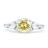 Three Stone Round Pear Teardrop Cubic Zirconia Trilogy Engagement Ring 925 Sterling Silver