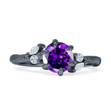Round Beaded Marquise Vintage Style Cubic Zirconia Engagement Ring 925 Sterling Silver