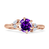 Round Beaded Marquise Vintage Style Cubic Zirconia Engagement Ring 925 Sterling Silver