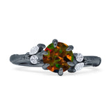 Round Beaded Marquise Vintage Style Cubic Zirconia Engagement Ring 925 Sterling Silver