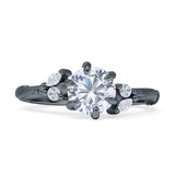 Round Beaded Marquise Vintage Style Cubic Zirconia Engagement Ring 925 Sterling Silver