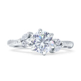 Round Beaded Marquise Vintage Style Cubic Zirconia Engagement Ring 925 Sterling Silver