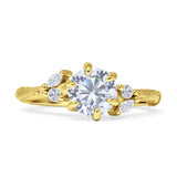 Round Beaded Marquise Vintage Style Cubic Zirconia Engagement Ring 925 Sterling Silver