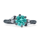 Round Beaded Marquise Vintage Style Cubic Zirconia Engagement Ring 925 Sterling Silver