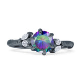 Round Beaded Marquise Vintage Style Cubic Zirconia Engagement Ring 925 Sterling Silver