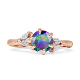 Round Beaded Marquise Vintage Style Cubic Zirconia Engagement Ring 925 Sterling Silver
