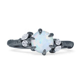 Round Beaded Marquise Vintage Style Cubic Zirconia Engagement Ring 925 Sterling Silver